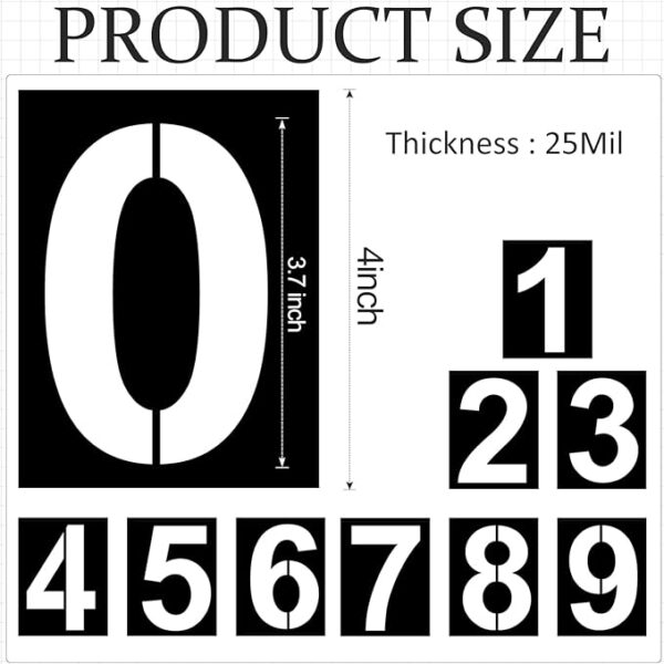 4 Inch Plastic Number Stencils - Reusable Digital Templates for Cake, Address, Painting - Image 2