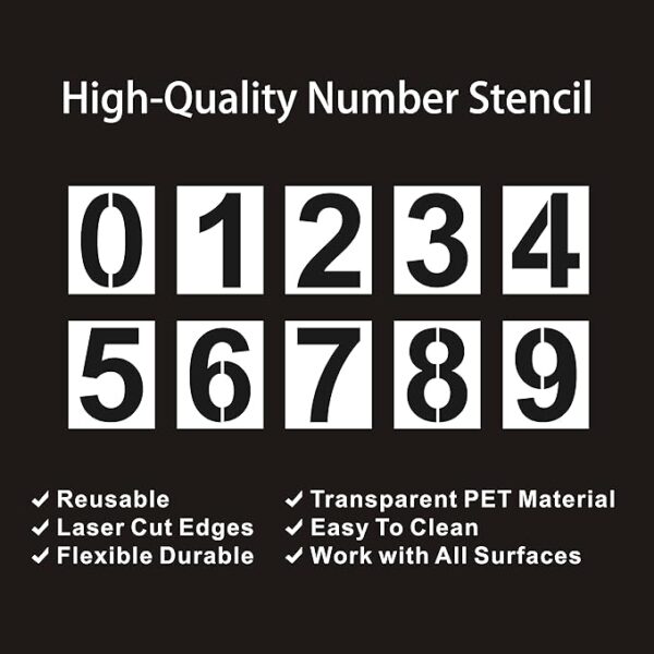 4 Inch Plastic Number Stencils - Reusable Digital Templates for Cake, Address, Painting - Image 3