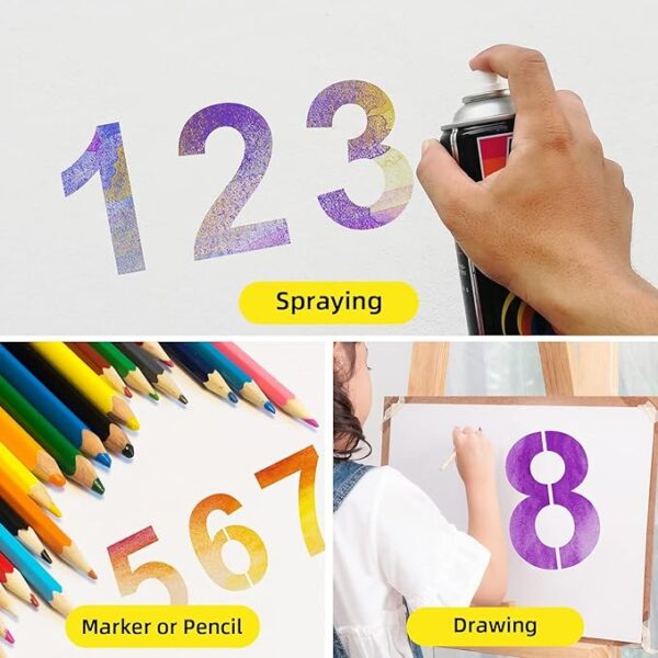 4 Inch Plastic Number Stencils - Reusable Digital Templates for Cake, Address, Painting - Image 4