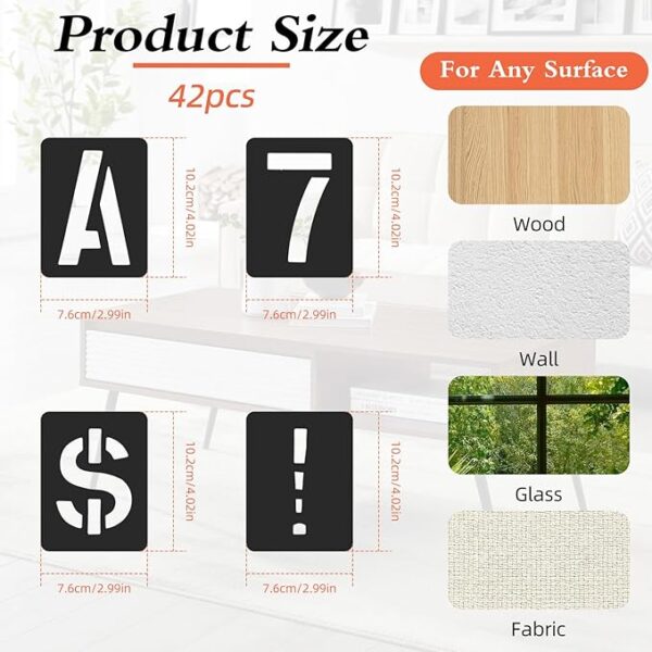 42-Piece Letter & Number Stencil Set – Reusable Templates for Spray Painting - Image 2