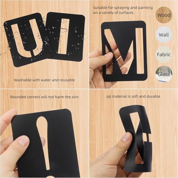 42-Piece Letter & Number Stencil Set – Reusable Templates for Spray Painting - Image 3