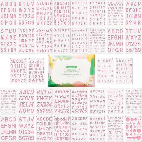 36-Piece Small Letter Stencils – Reusable Alphabet & Number Templates