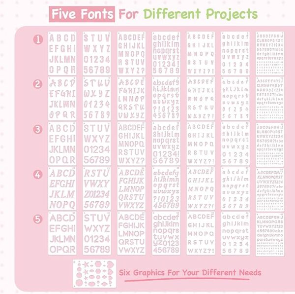 36-Piece Small Letter Stencils – Reusable Alphabet & Number Templates - Image 3