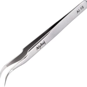 Upgraded Fine Tip Curved Tweezers: Stainless Steel (Crafts/Electronics/Jewelry) - 4.1-mini
