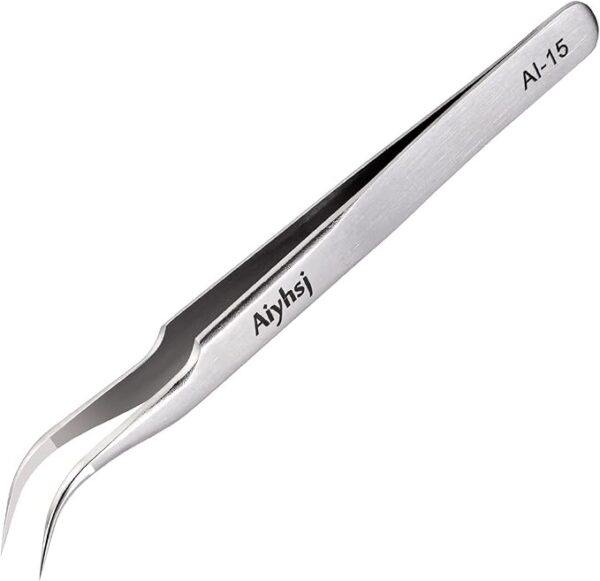 Upgraded Fine Tip Curved Tweezers: Stainless Steel (Crafts/Electronics/Jewelry) - 4.1-mini
