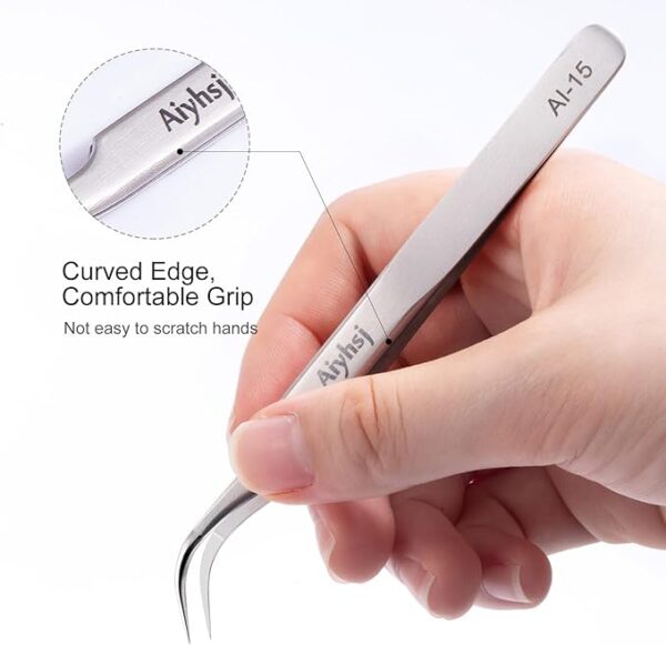 Upgraded Fine Tip Curved Tweezers: Stainless Steel (Crafts/Electronics/Jewelry) - 4.1-mini - Image 2