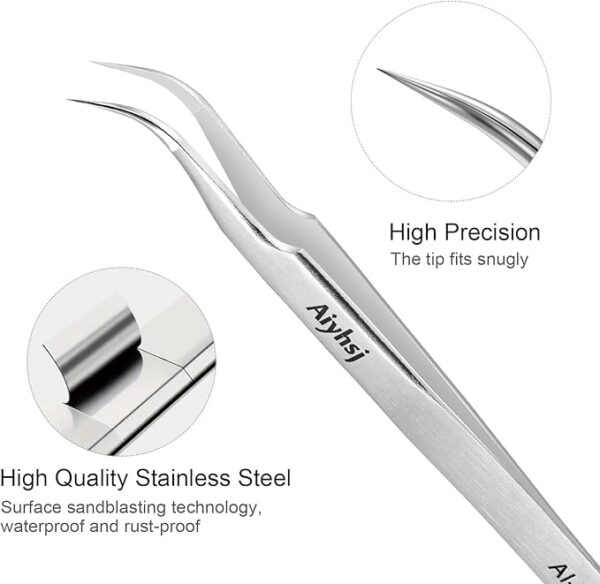 Upgraded Fine Tip Curved Tweezers: Stainless Steel (Crafts/Electronics/Jewelry) - 4.1-mini - Image 3