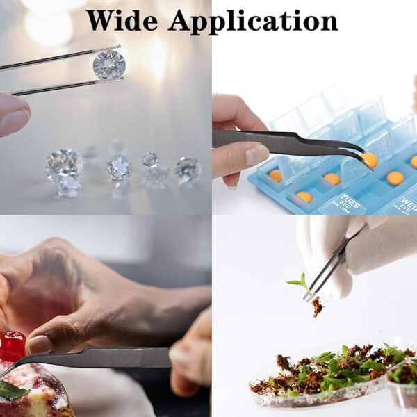11-Pc Precision ESD Tweezers Set – Anti-Static Stainless Steel with Storage Bag - Image 2