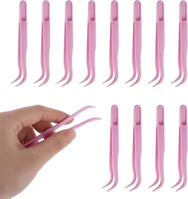 12-Pack 4.5" Purple Plastic Bent Tweezers – Kids DIY, Crafts & Reptile Feeding