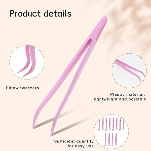 12-Pack 4.5" Purple Plastic Bent Tweezers – Kids DIY, Crafts & Reptile Feeding - Image 3