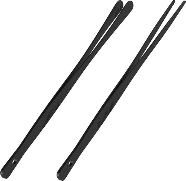 2PCS 12" Stainless Steel Kitchen Tongs – Serrated Tips for Cooking & Serving