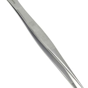 6" Stainless Steel Precision Forceps: Straight Serrated Tip (Lab/Engineering)