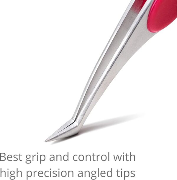4.7" Precision Angled Tweezers – Cushion Grip for Sewing, Beading & Crafts - Image 2