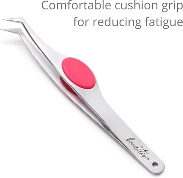 4.7" Precision Angled Tweezers – Cushion Grip for Sewing, Beading & Crafts - Image 3