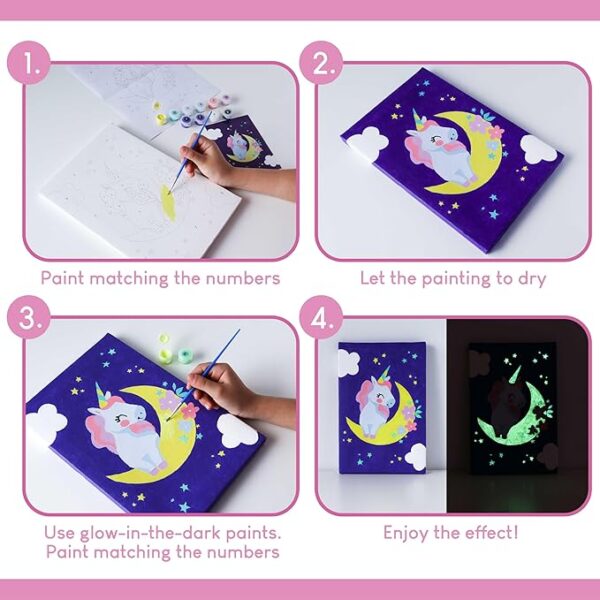 3-Pack Kids' Unicorn Paint by Numbers Kit (Ages 4-12): Framed Canvas - Image 3