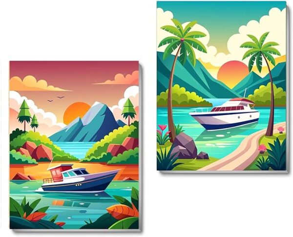 2-Pack Adult Landscape Paint by Numbers Kit: 8x12in Framed Acrylic Canvas