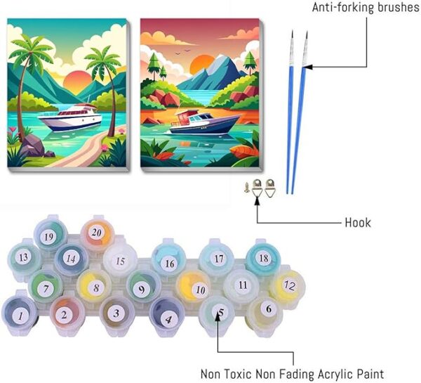 2-Pack Adult Landscape Paint by Numbers Kit: 8x12in Framed Acrylic Canvas - Image 2