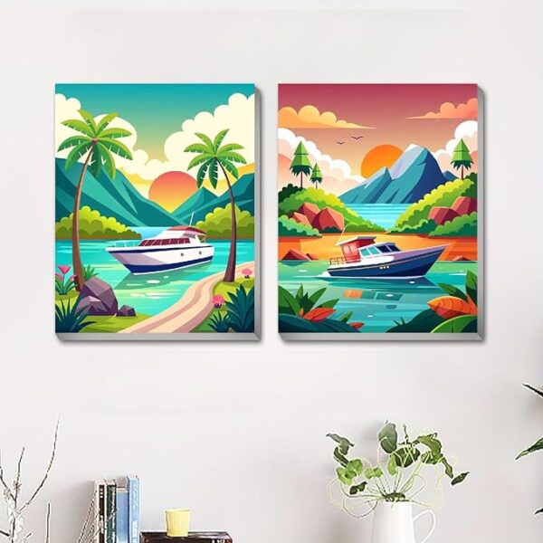 2-Pack Adult Landscape Paint by Numbers Kit: 8x12in Framed Acrylic Canvas - Image 3