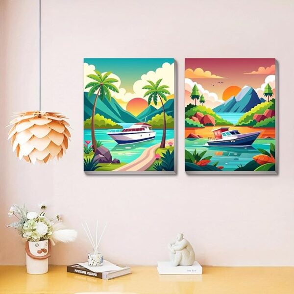 2-Pack Adult Landscape Paint by Numbers Kit: 8x12in Framed Acrylic Canvas - Image 4
