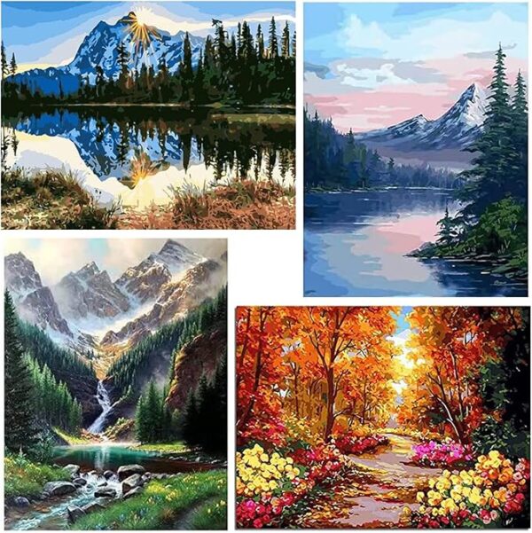 Paint by Numbers Kit – DIY Mountain & Lake Canvas for Adults & Kids