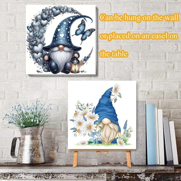 4-Pack Gnome Paint by Numbers Kit – 12x12in Frame & Easel for Beginners - Image 2