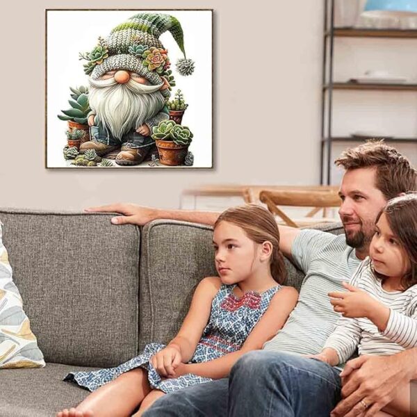4-Pack Gnome Paint by Numbers Kit – 12x12in Frame & Easel for Beginners - Image 3