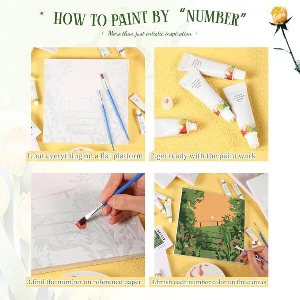12-Set Framed Paint by Numbers Kits (8x8in DIY Acrylic) - Image 4