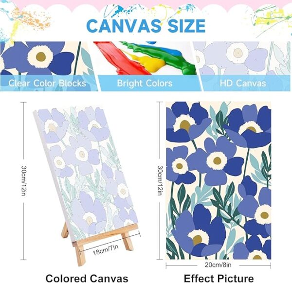 4-Pack Framed Flower Paint by Numbers Kit – 8x12in with Easel for Beginners - Image 2