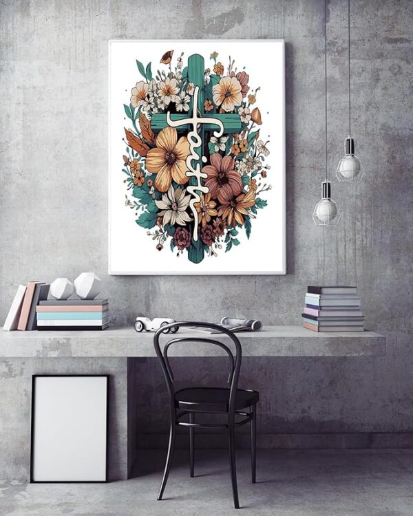 Cross Flower Paint by Numbers Kit – 12x16in DIY Canvas for Adults Beginners - Image 2
