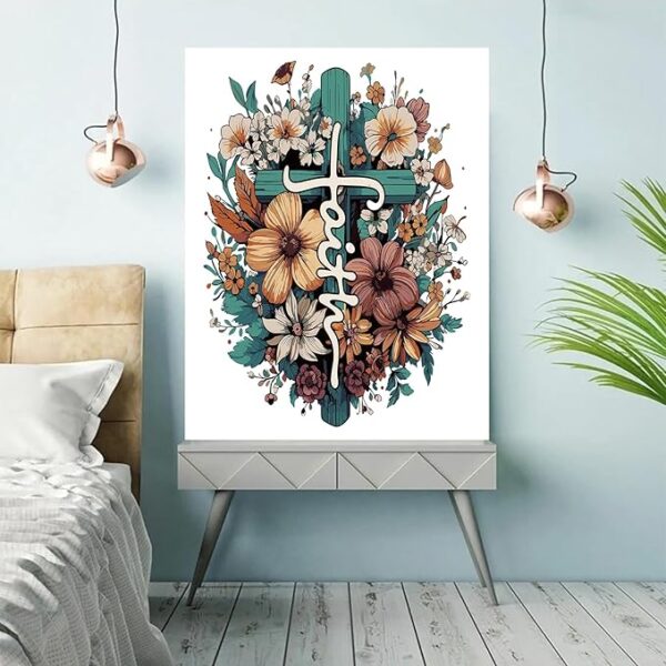 Cross Flower Paint by Numbers Kit – 12x16in DIY Canvas for Adults Beginners - Image 3