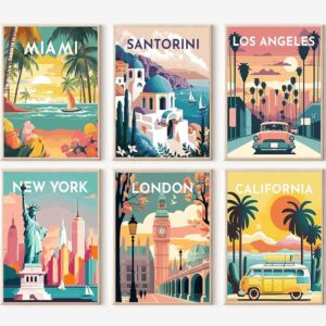 6-Pack City Travel Paint by Numbers Kit – 10x14in DIY Acrylic for Home Decor