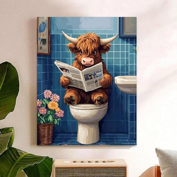 Cow Paint by Numbers Kit for Adults – 16x20in DIY Bathroom Wall Art & Gift Idea - Image 3