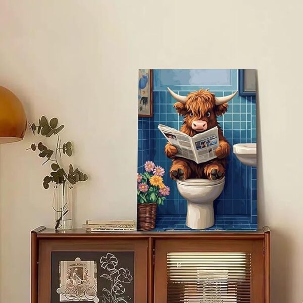 Cow Paint by Numbers Kit for Adults – 16x20in DIY Bathroom Wall Art & Gift Idea - Image 4