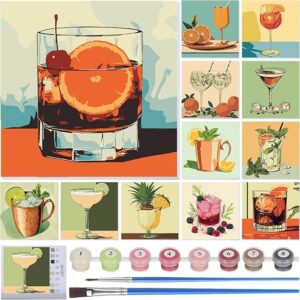 12-Set Paint by Numbers with Frame – 8x8in DIY Acrylic for Adults & Gifts