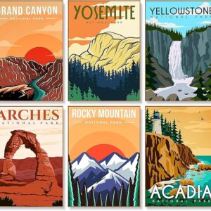 6-Pack National Park Paint by Numbers – 10x14in DIY Acrylic Kit