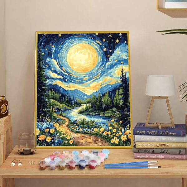 Moon & Starry Night Paint by Numbers Kit – 16x20in DIY for Adults Beginners - Image 2