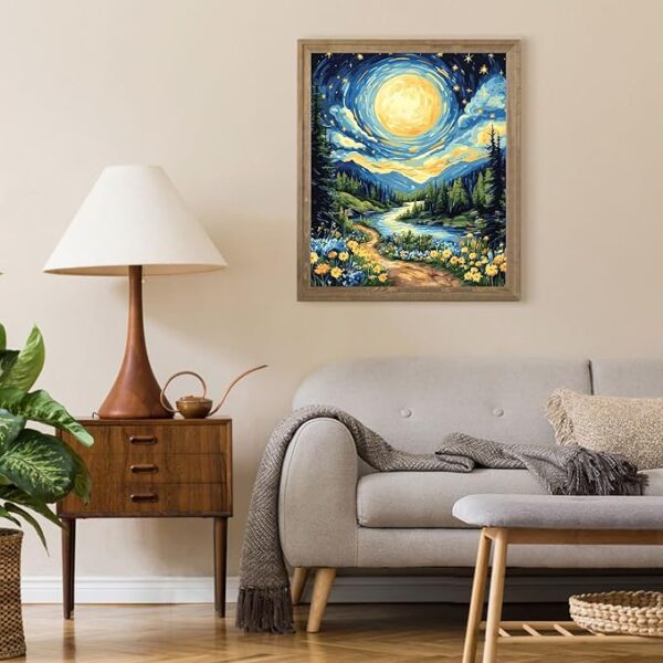 Moon & Starry Night Paint by Numbers Kit – 16x20in DIY for Adults Beginners - Image 3