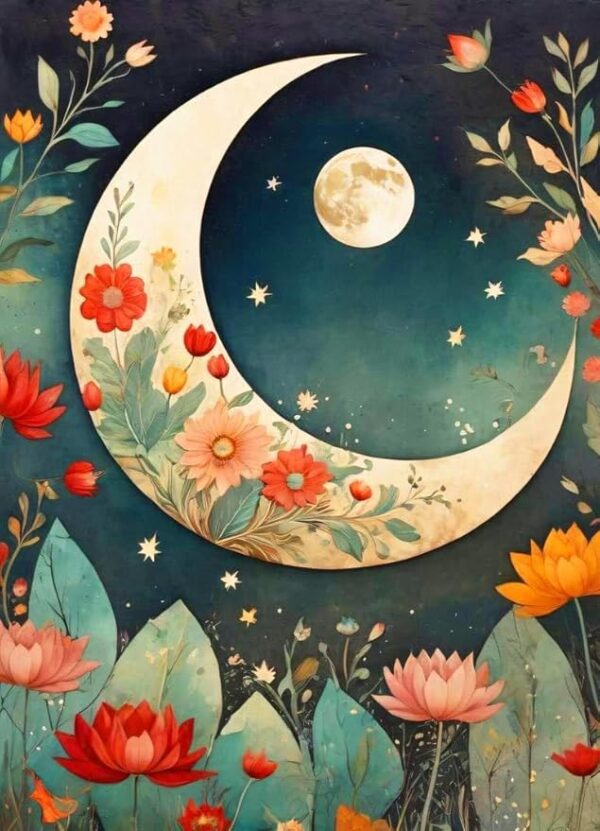 Moon Paint by Numbers Kit – DIY Acrylic Flower, 16x20in for Adults Beginners