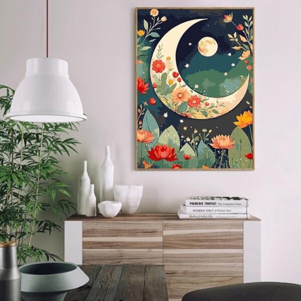 Moon Paint by Numbers Kit – DIY Acrylic Flower, 16x20in for Adults Beginners - Image 3