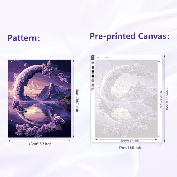 Moon & Flowers Lake Paint by Number Kit – 16x20in DIY Canvas for Adults - Image 4