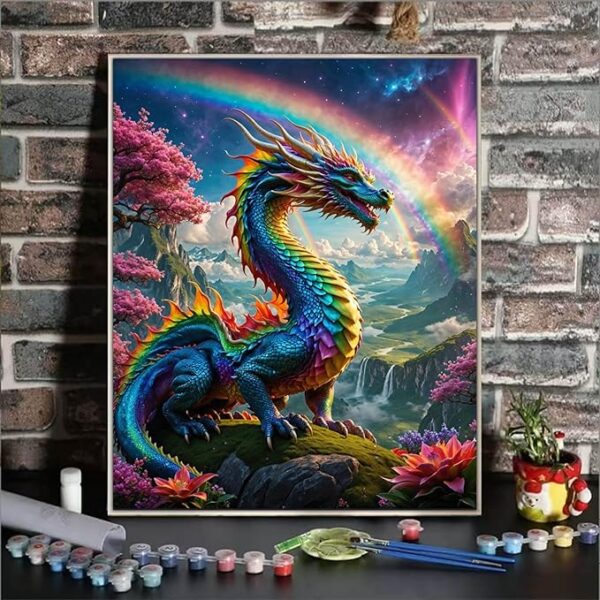 Dragon Paint by Numbers Kit – 16x20" Acrylic Canvas for Adults & Beginners - Image 2
