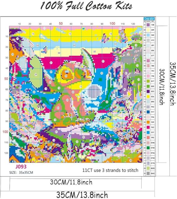 Stamped Needlepoint Cross Stitch Kit for Beginner Adults – 11CT Cartoon Pattern, No Frame - Image 2