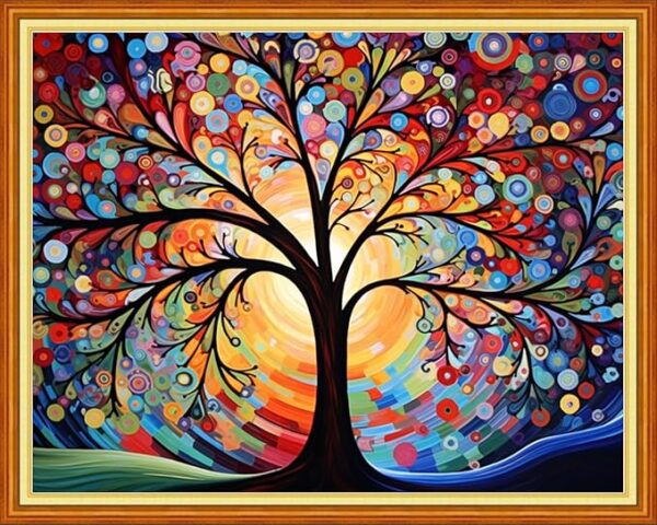 Stamped Cross Stitch Kit – Colorful Tree 16x20in, 11CT Beginner