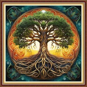 Funart Magic Tree Cross Stitch Kit – 18x18in, 11CT Beginner Embroidery