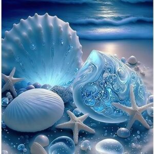 Seashell Stamped Cross Stitch Kits for Adults and Beginners