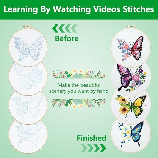 Enkor 4-Set Butterfly Embroidery Kit for Beginners - Image 3