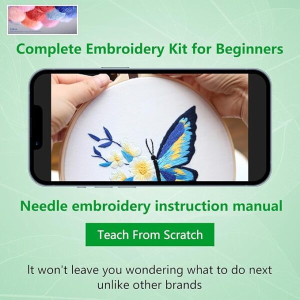 Enkor 4-Set Butterfly Embroidery Kit for Beginners - Image 4