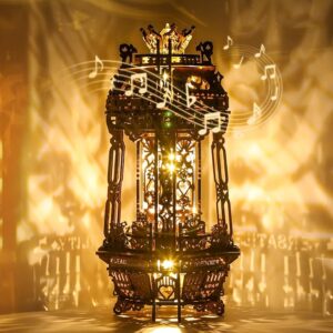 LED 3D Wood Puzzle Poker World Projector Lamp (Black Walnut)