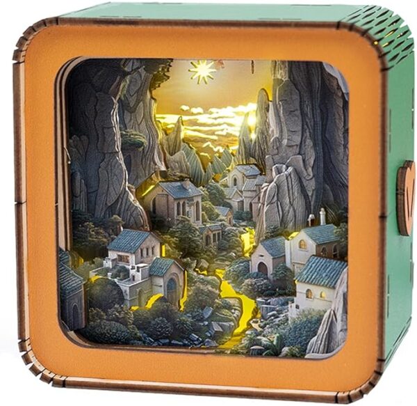 3D Wooden Puzzle Night Light: Villages in The Valley (DIY Gift)
