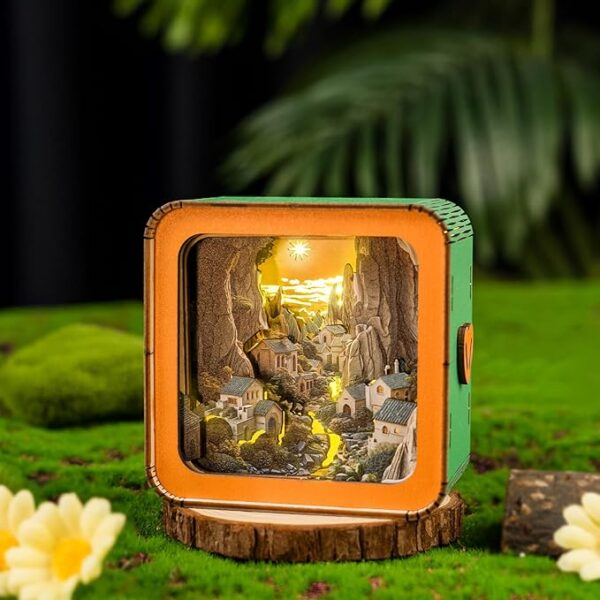 3D Wooden Puzzle Night Light: Villages in The Valley (DIY Gift) - Image 2
